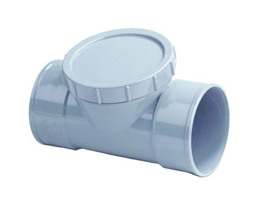 Afbeeldingen van DYKA PVC Ontstoppingsstuk met schroefdeksel 110mm 2x lijmmof grijs