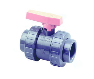 Afbeeldingen van DYKA PVC Kogelkraan PN16 50mm 2x kraagbus grijs