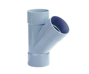 Afbeeldingen van DYKA PVC T-stuk 50mm 3x lijmmof 45° grijs