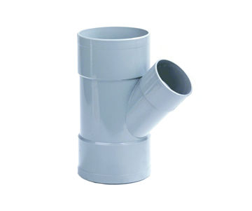 Afbeeldingen van DYKA PVC Verloop T-stuk 75x50mm 3x lijmmof 45° grijs