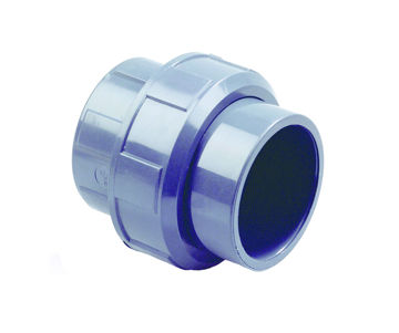 Afbeeldingen van DYKA PVC Driedelige koppeling PN16 40mm 2x lijmmof grijs