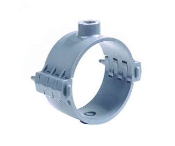 Afbeeldingen van DYKA PVC Aanboorzadel KIWA PN10 160mm x 3/4" binnendraad donkergrijs