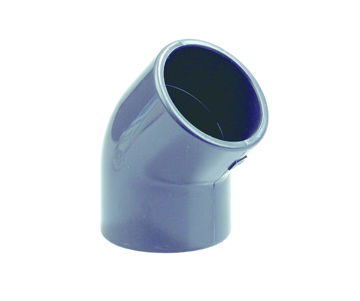 Afbeeldingen van DYKA PVC Knie PN16 160mm 2x lijmmof 45° grijs