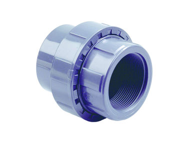 Afbeeldingen van DYKA PVC Driedelige koppeling PN16 32mm x 1" lijmmof/ binnendraad grijs
