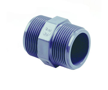 Afbeeldingen van DYKA PVC Dubbele nippel PN16 3" 2x buitendraad grijs