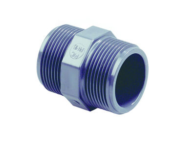 Afbeeldingen van DYKA PVC Dubbele nippel PN16 1/2" 2x buitendraad grijs