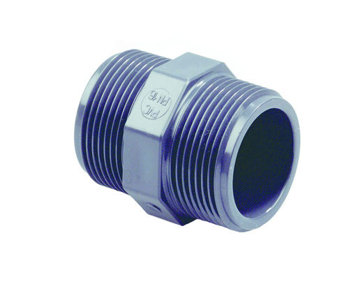 Afbeeldingen van DYKA PVC Dubbele nippel PN16 1/2" 2x buitendraad grijs