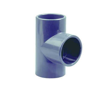 Afbeeldingen van DYKA PVC T-stuk PN16 32mm 3x lijmmof 90° grijs