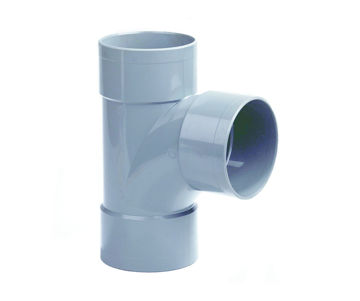Afbeeldingen van DYKA PVC Stroom T-stuk 110mm 3x lijmmof 90° grijs