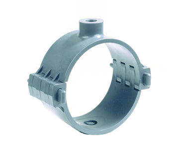 Afbeeldingen van PVC Aanboorzadel KIWA PN10 63mm x 1/2" binnendraad donkergrijs