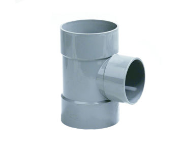 Afbeeldingen van DYKA PVC Verloop T-stuk 110x75mm 3x lijmmof 90° grijs