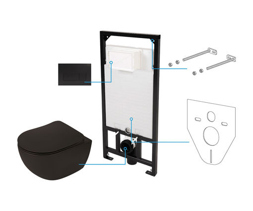 Afbeeldingen van DEANTE Peonia Nero WCWH Rimless + Toilet Seat + Concealed System + Control Button