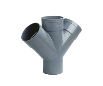 Afbeeldingen van DYKA Dubbel T-Stuk 110X110Mm 3X Lijmmof/ 1X Spie 45° Grijs